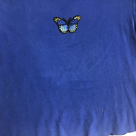 Navy Butterfly Cropped Tee - Picture 2 of 12